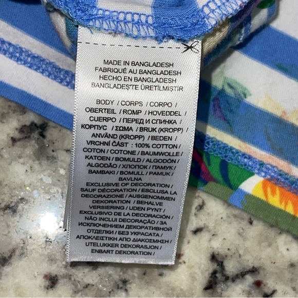 Polo Ralph Lauren Striped Floral Jersey Tee Girls XL 16 Blue Cotton Kids Youth - Picture 4 of 8